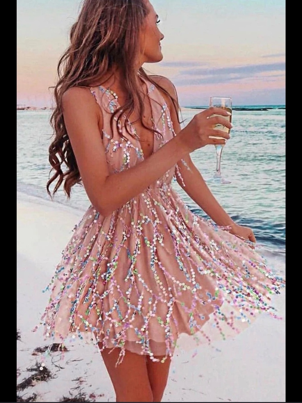 Selfie Leslie Blush Pink Sequin Mini Dress